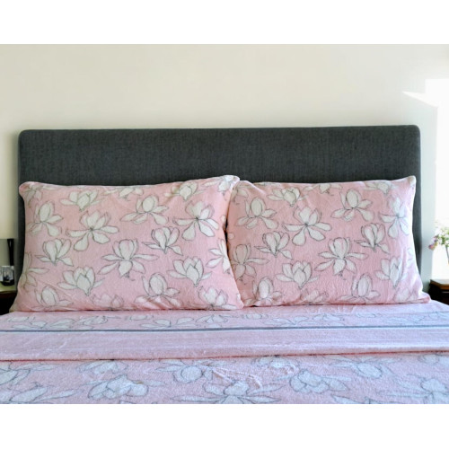  Jogo de cama em coral_ Flores